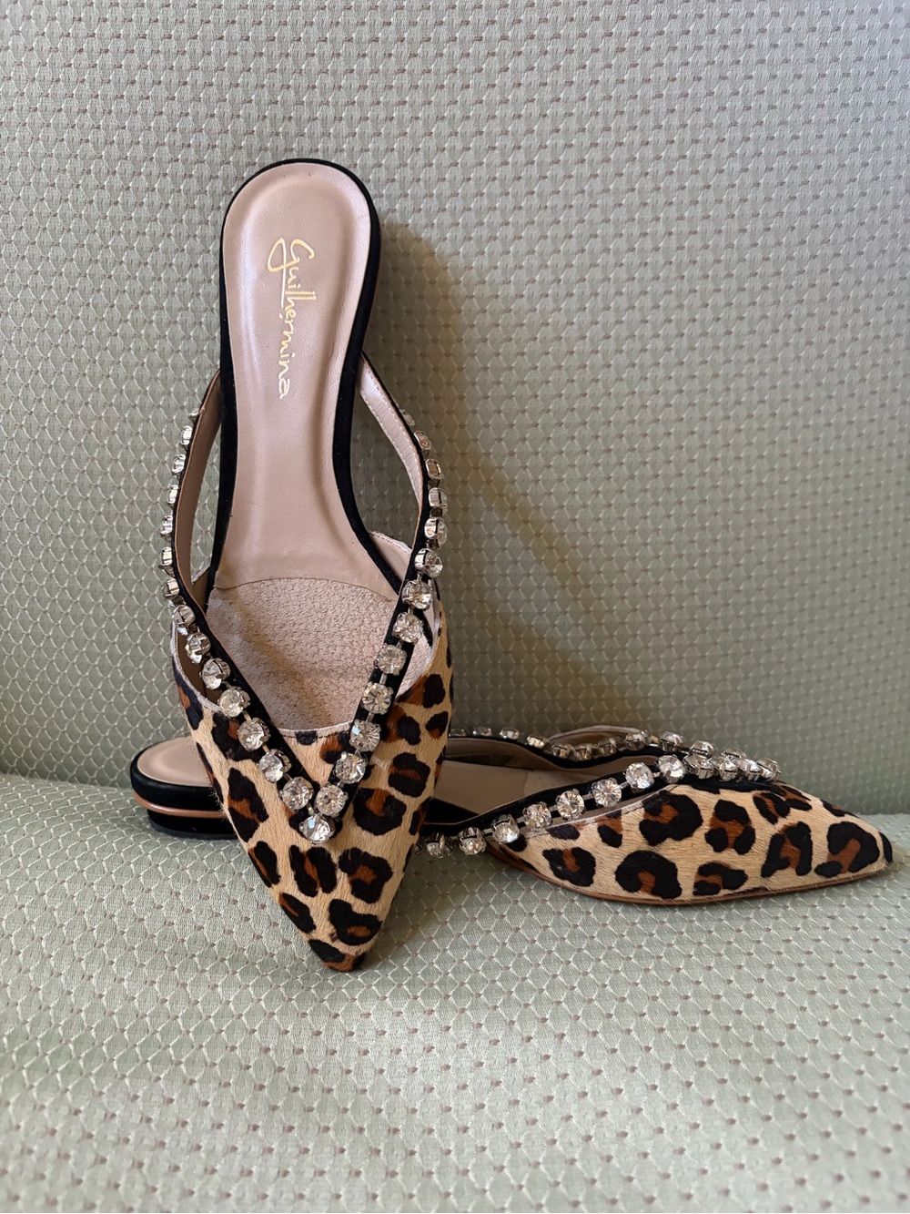G by Giuliana Leopard-Print Crystal-Trim Pointy toe mule - Tan/Black